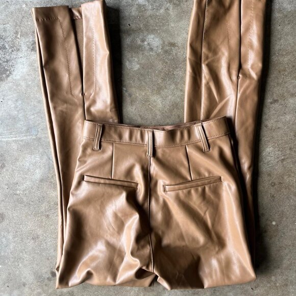 abercrombie and fitch brown faux leather skinny pants size 0S - Picture 2 of 5